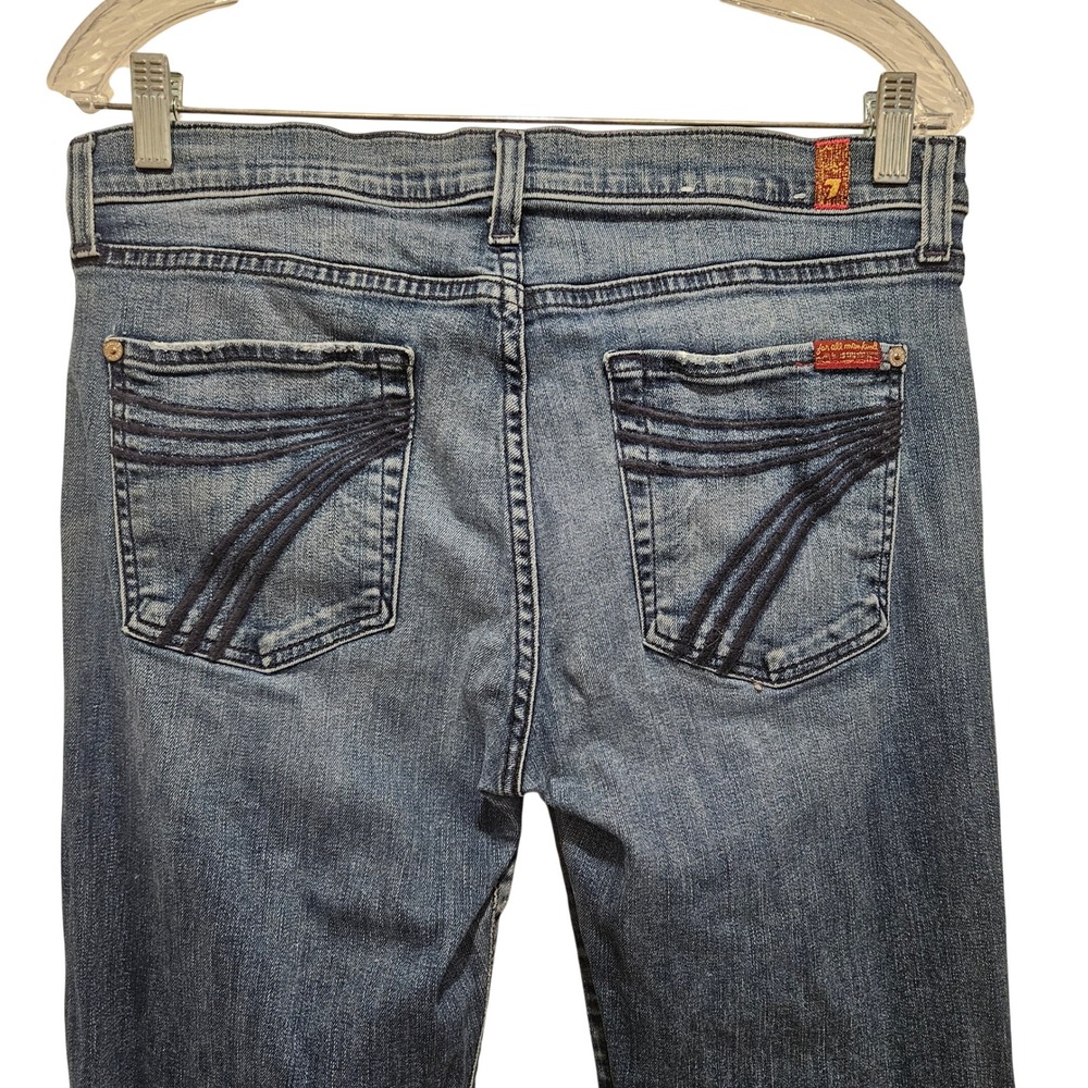 7 For All Mankind Jeans Womens 31 Blue Dojo Wide Leg Mid Rise Stretch Denim Note